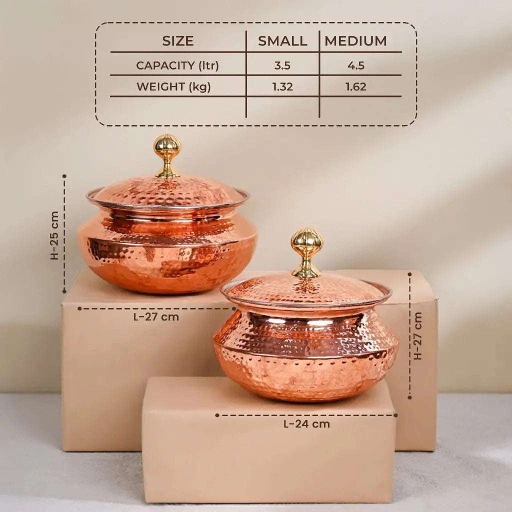 Copper Degchi with Lid Traditional Copper Cookware