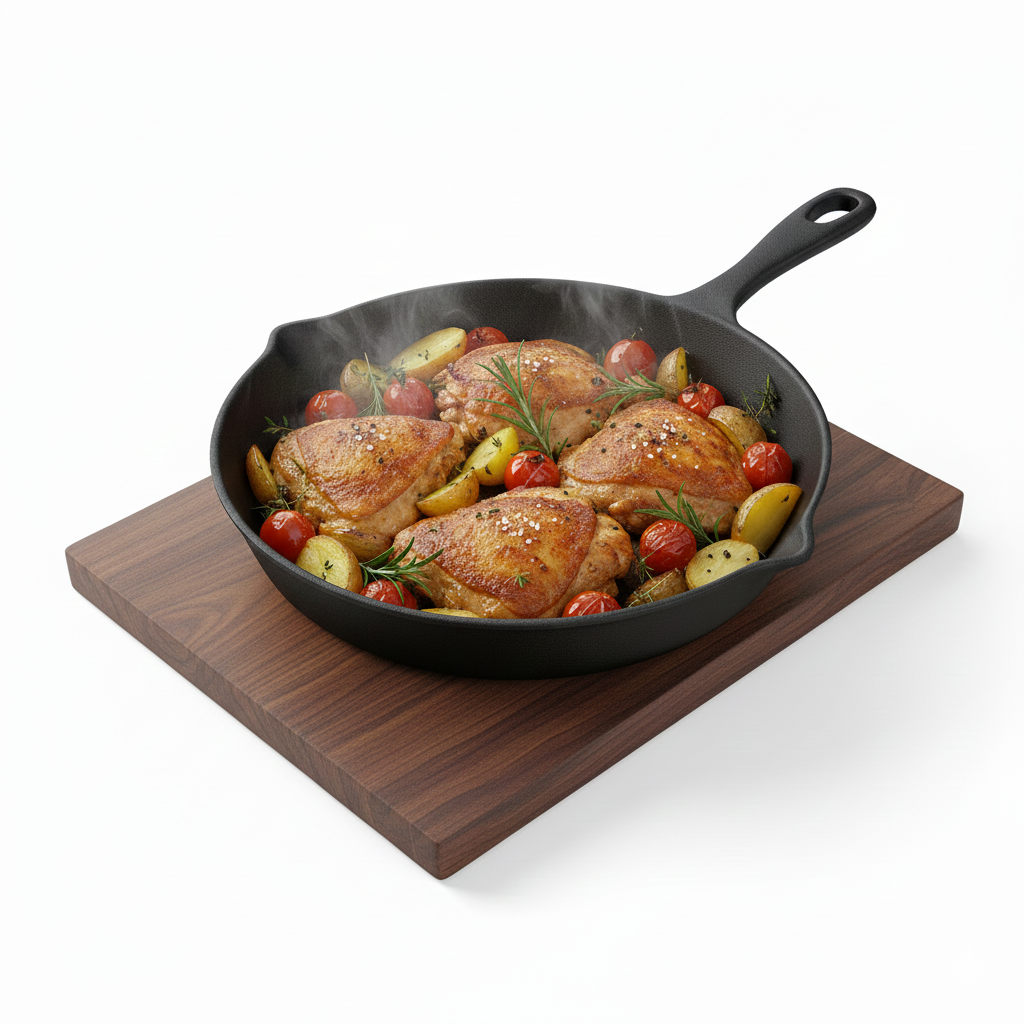 Cast Iron Frying Pan/Skillet, Pre-Seasoned, Induction Friendly, Non-Stick Pan, Black