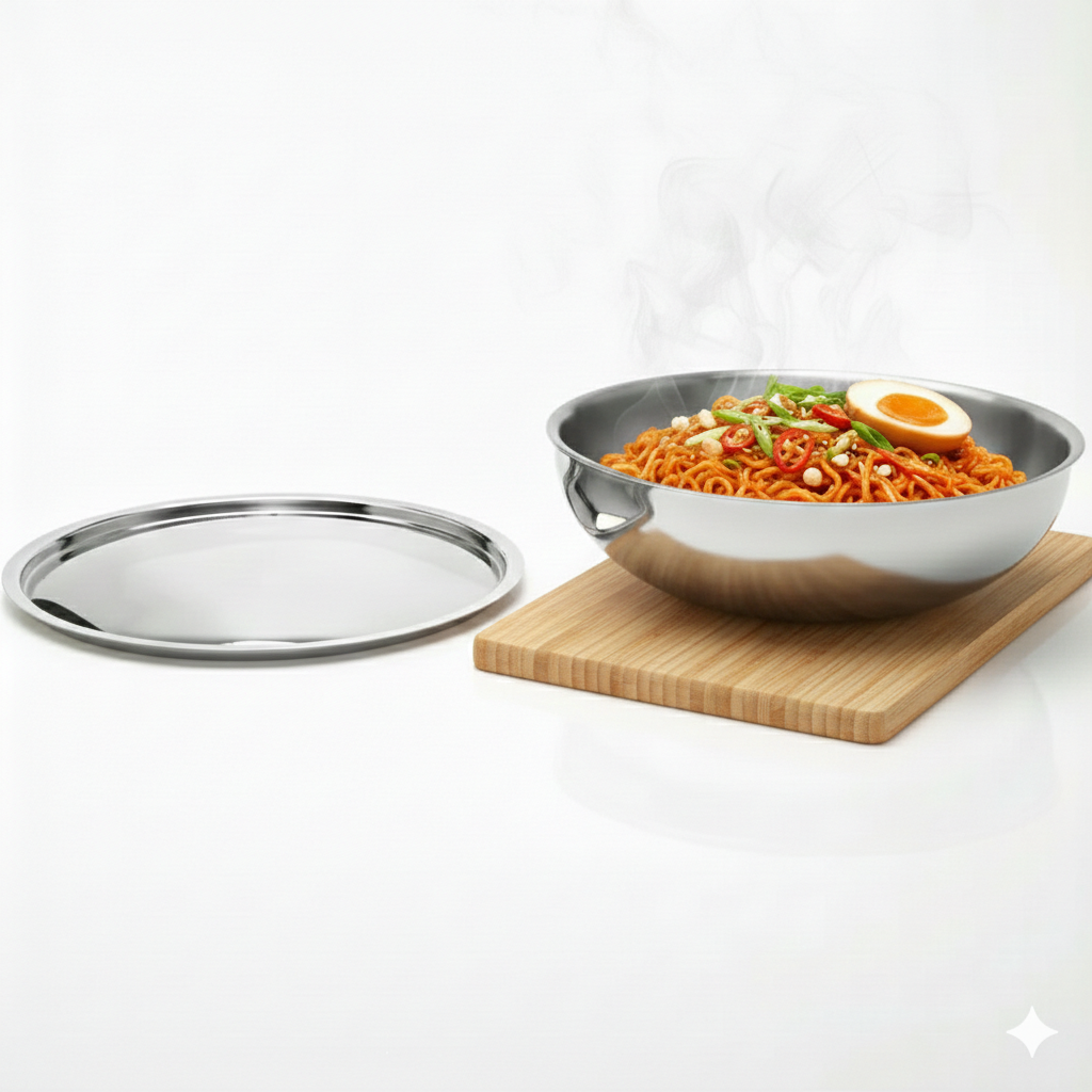 Tri-ply Stainless Steel Tasra/Taslas With S.s Lid, Even Heat Distribution, Less Oil Cooking, Non-stick