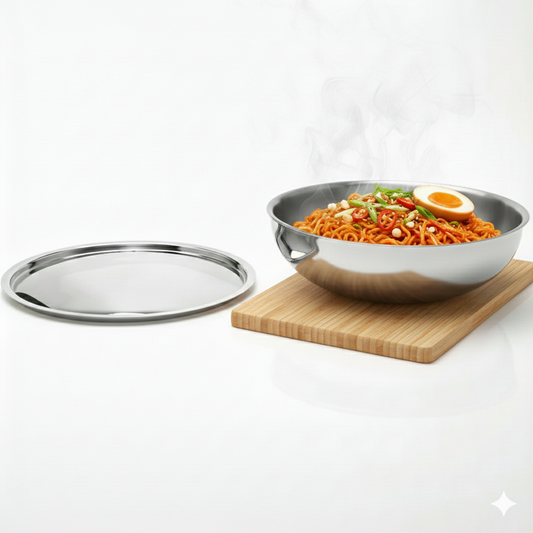 Tri-ply Stainless Steel Tasra/Taslas With S.s Lid, Even Heat Distribution, Less Oil Cooking, Non-stick