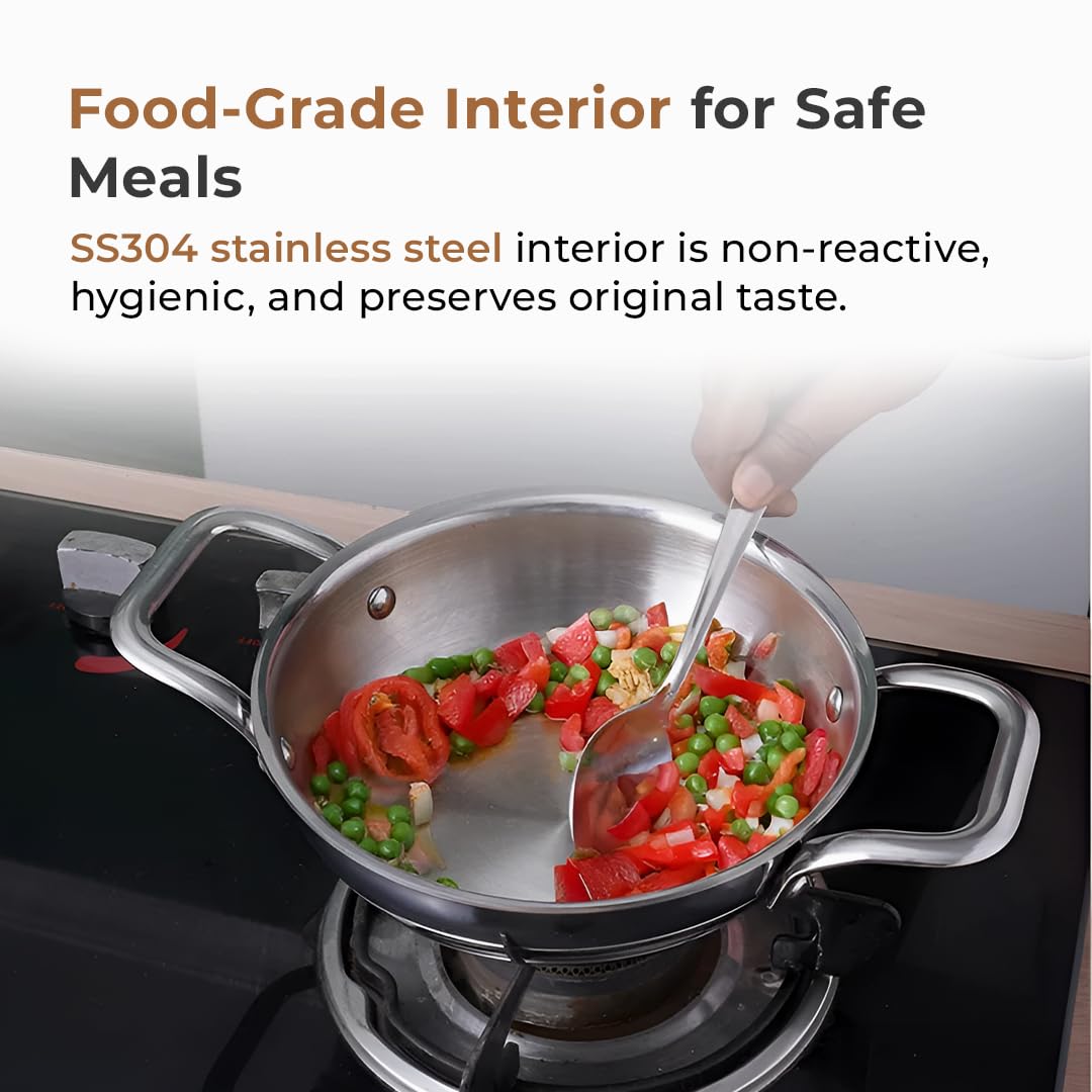 Triply Stainless Steel Kadai for Cooking