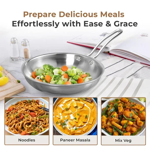 Tri-ply Stainless Steel Frying Pan With S.s Lid - Design 2