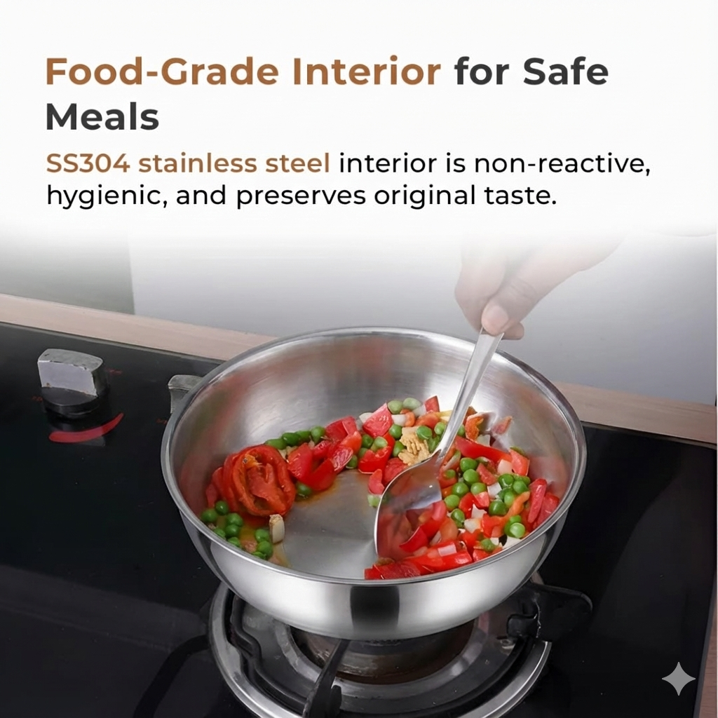 Tri-ply Stainless Steel Tasra/Taslas, Even Heat Distribution, Less Oil Cooking, Premium Quality