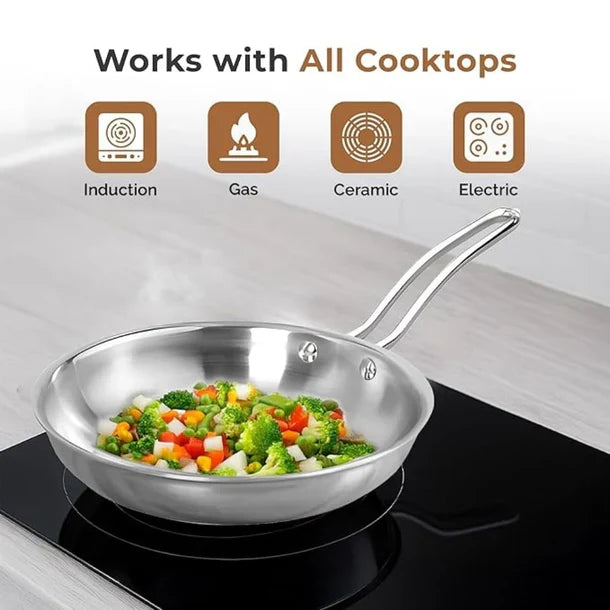 Tri-ply Stainless Steel Frying Pan With S.s Lid - Design 2
