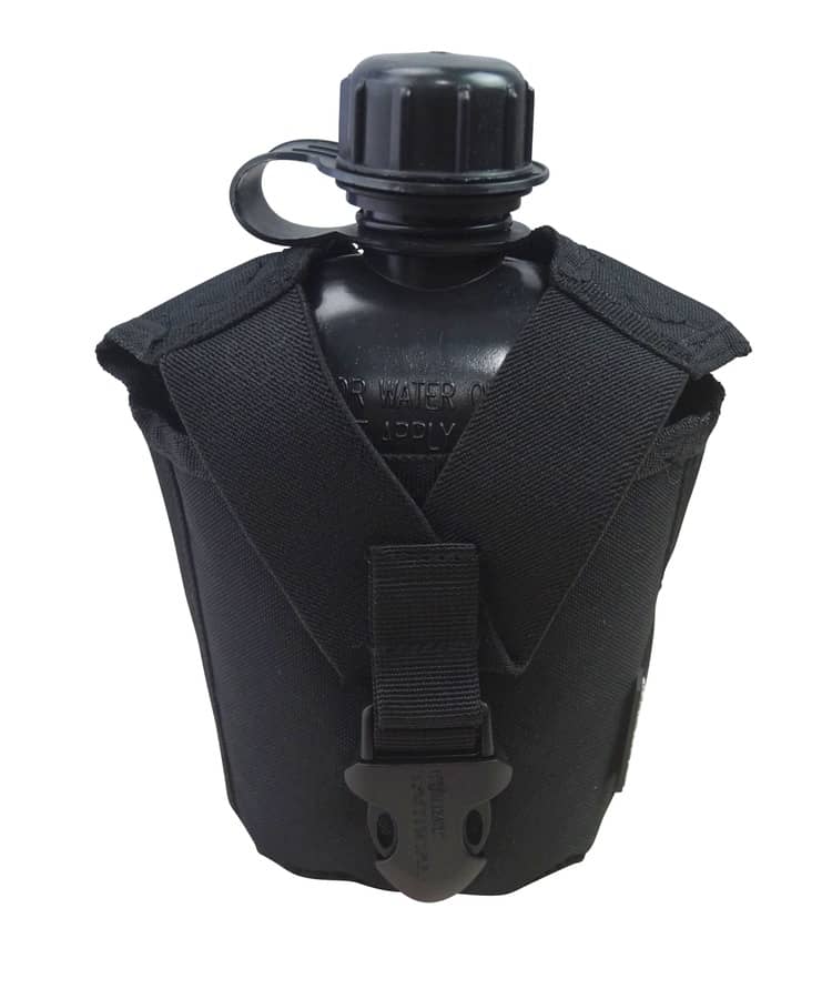 Tactical Water Bottle with MOLLE Attachments Black