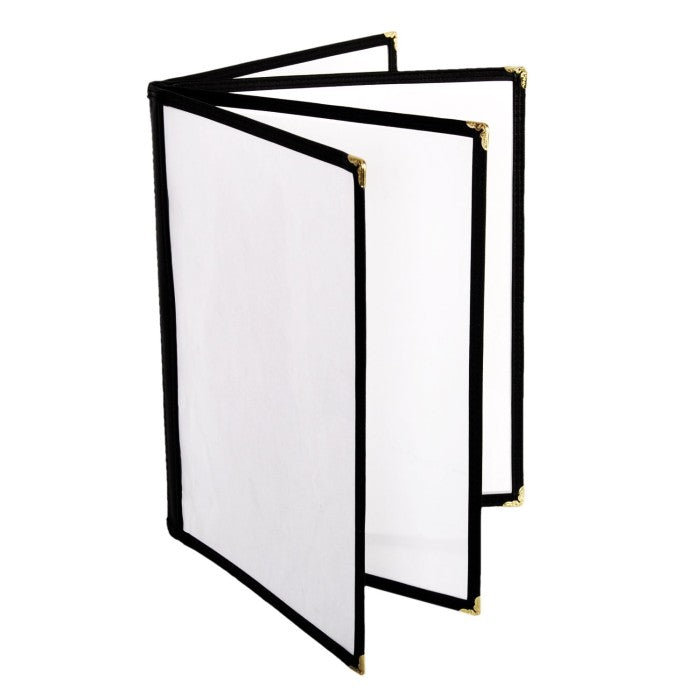 4 Page Book Fold Black Menu Cover 216mm x 279mm