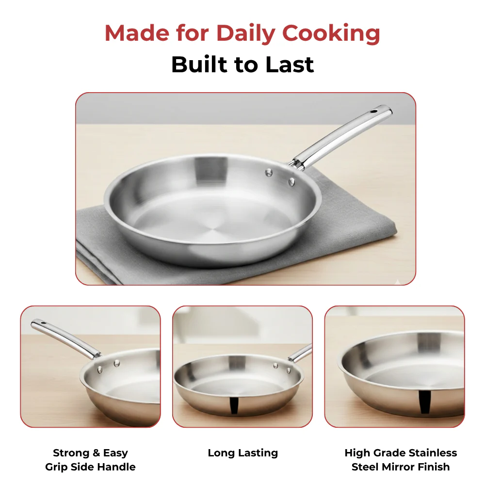 Stainless Steel Fry Pan Induction Bottom