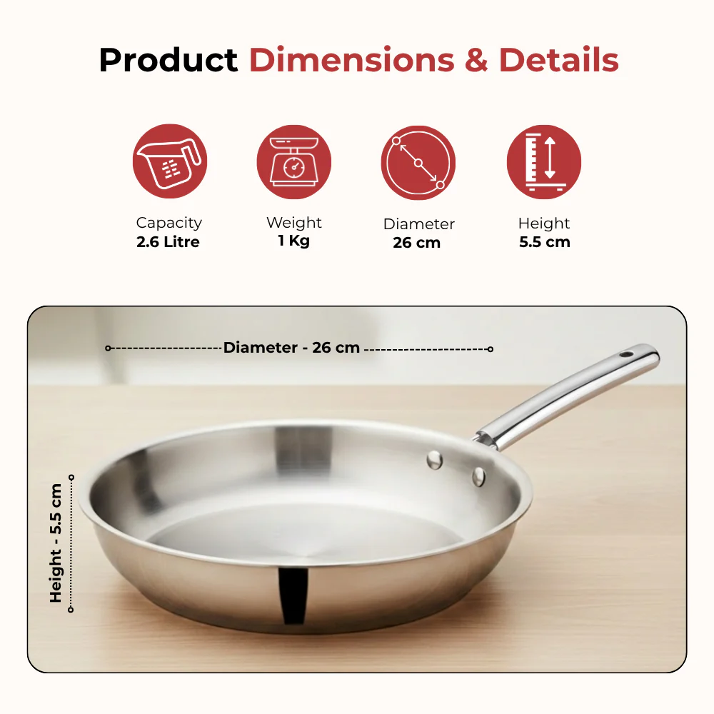 Stainless Steel Fry Pan Induction Bottom