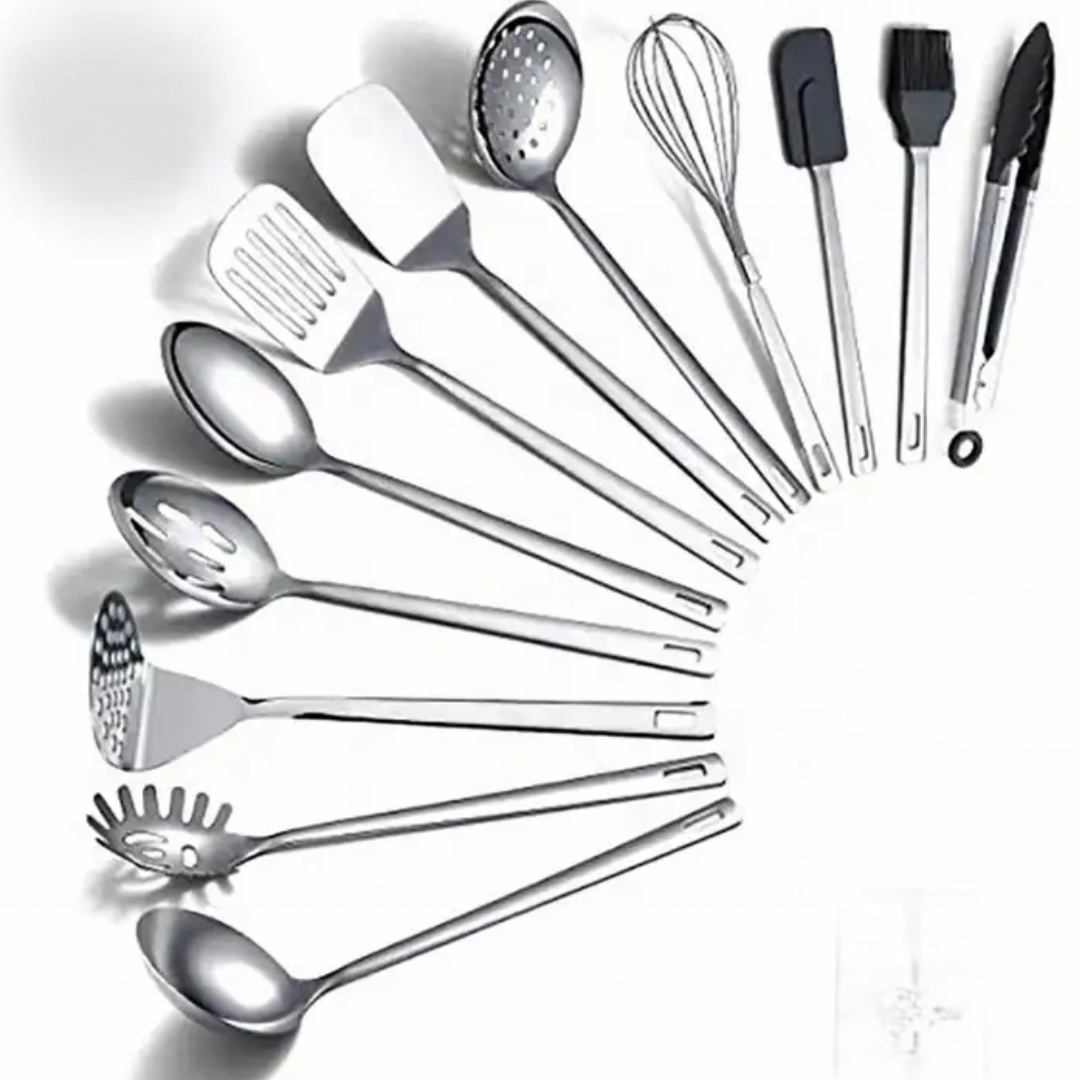 37-Piece Stainless Steel Kitchen Utensil Set, Cooking Utensil with Utensil Holder Rack and Hanging Hooks, Dishwasher Safe
