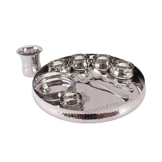 10 Pc Steel Curve Thali Set, for Serving Dinner