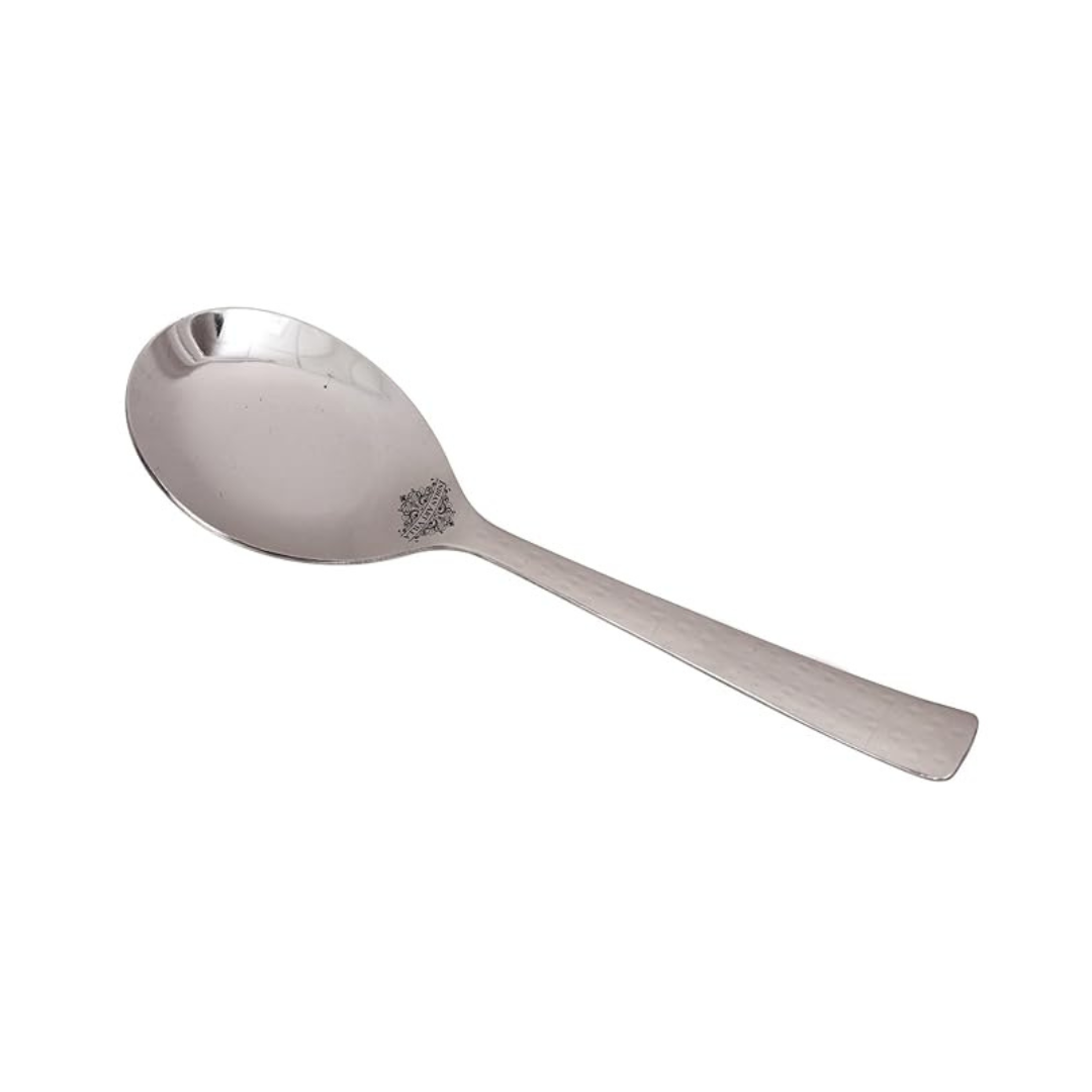 Handmade Hammered Stainless Steel Rice Spoon Cutlery, 1 Pieces, Silver