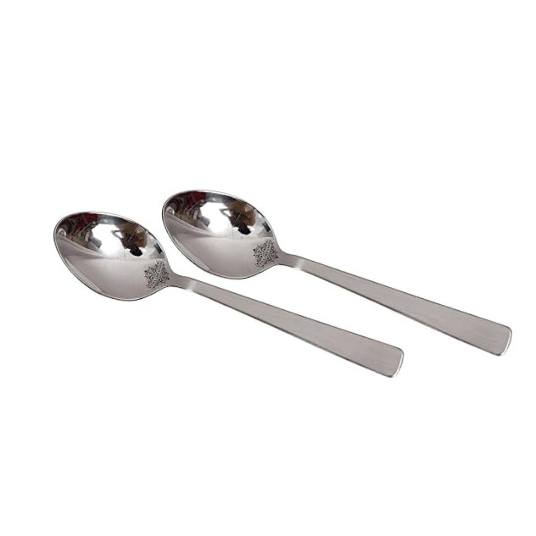 Matt Finsh Stainless Steel Dessert Spoon Cutlery Set, 2 Pieces