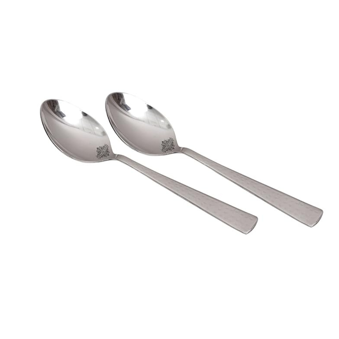 Handmade Hammered Stainless Steel Baby Spoon Cutlery Set, 2 Pieces