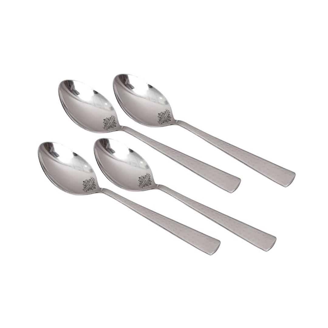 Handmade Hammered Stainless Steel Baby Spoon Cutlery Set, 4 Pieces