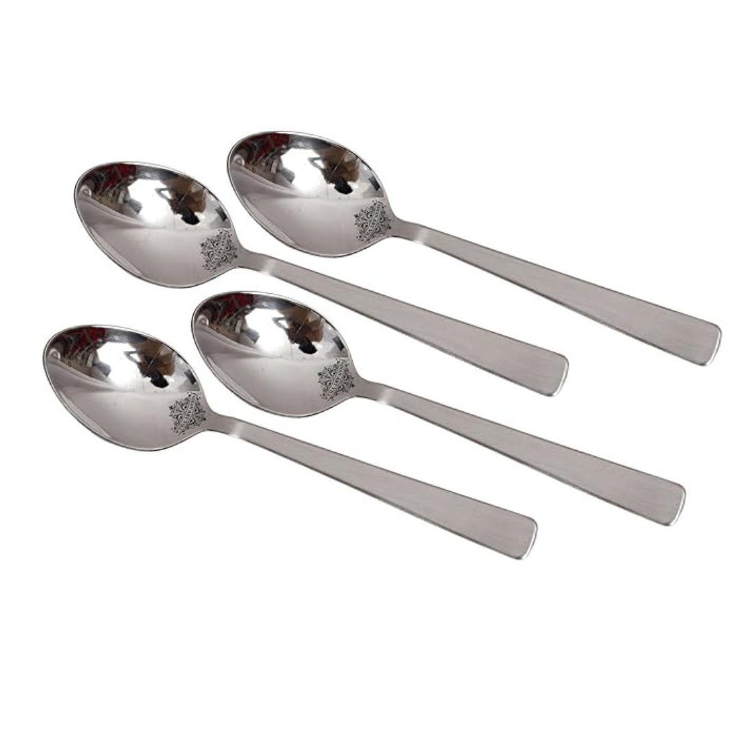 Matt Finsh Stainless Steel Dessert Spoon Cutlery Set, 4 Pieces