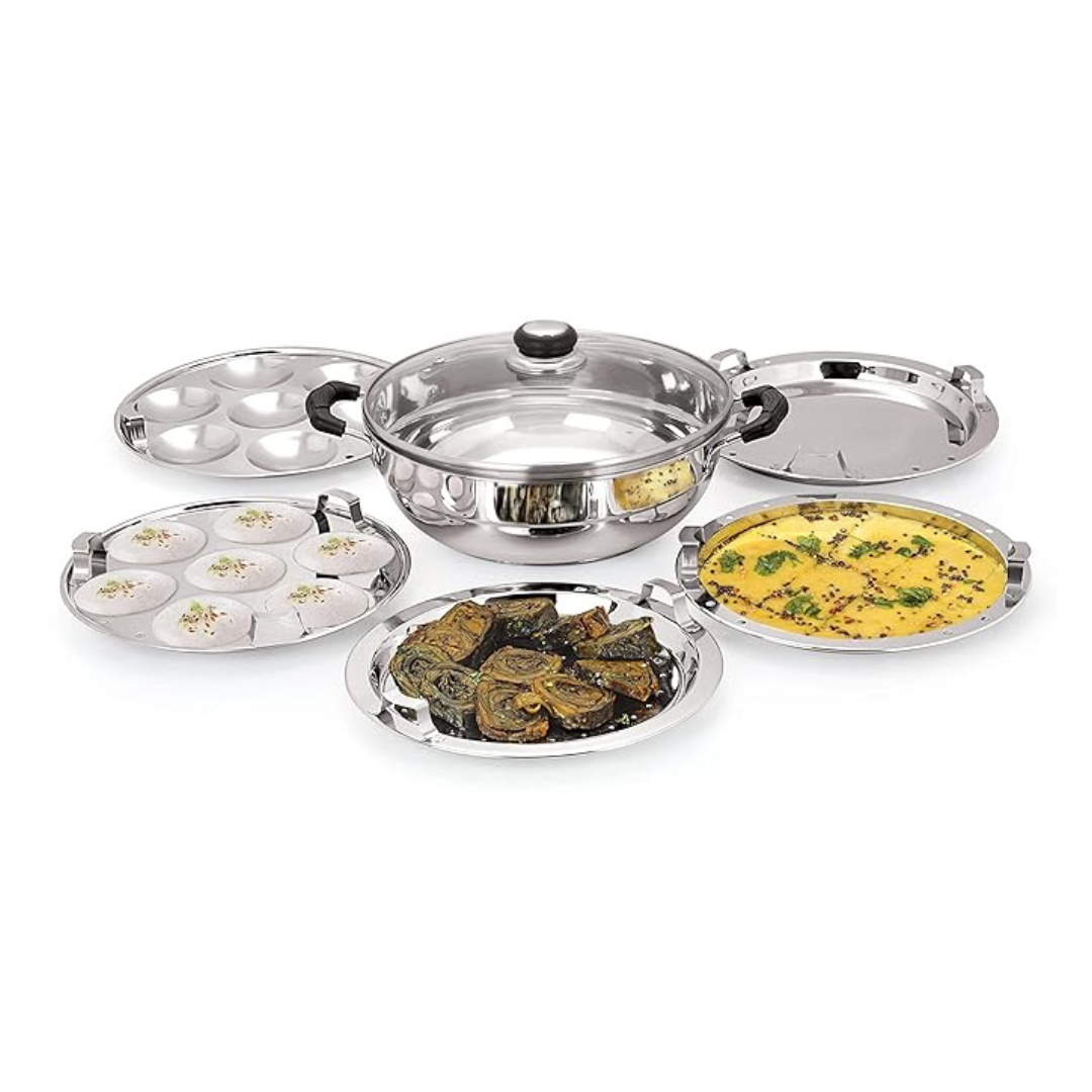 Stainless Steel Try Ply Induction Base Multi-Purpose Kadai with Lid