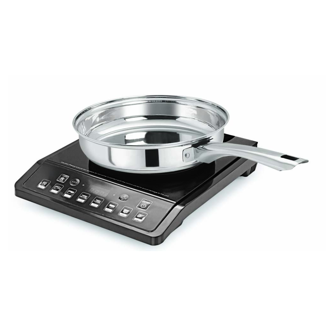 Heavy Gauge Induction Compatible Stainless Steel Sandwich Base Long Handle Fry Pan