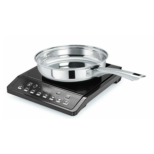 Heavy Gauge Induction Compatible Stainless Steel Sandwich Base Long Handle Fry Pan