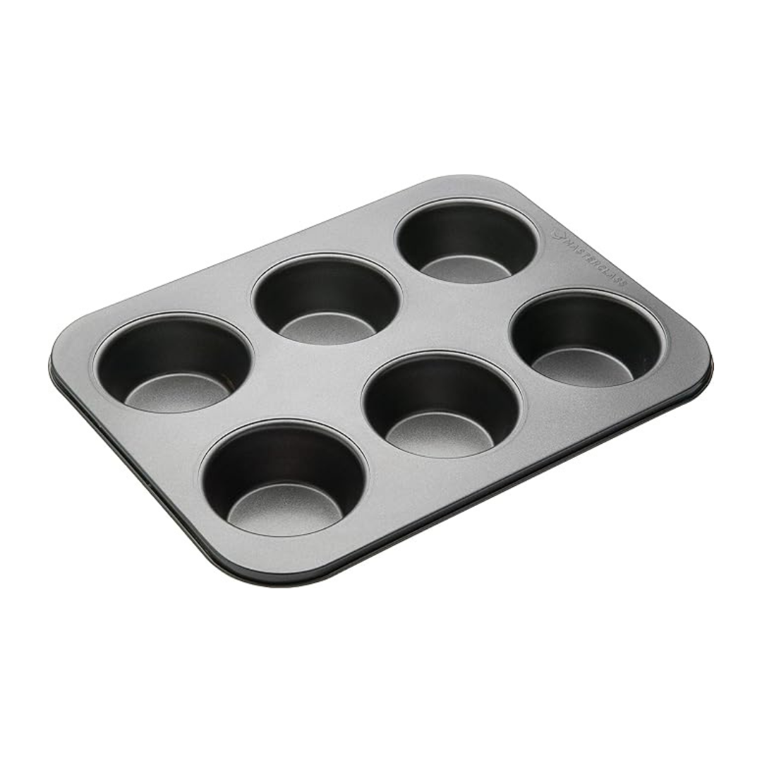 6 Hole Muffin Tray PFOA Non Stick Robust 1 mm Carbon Steel