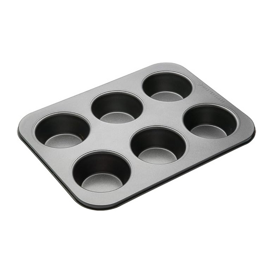 6 Hole Muffin Tray PFOA Non Stick Robust 1 mm Carbon Steel