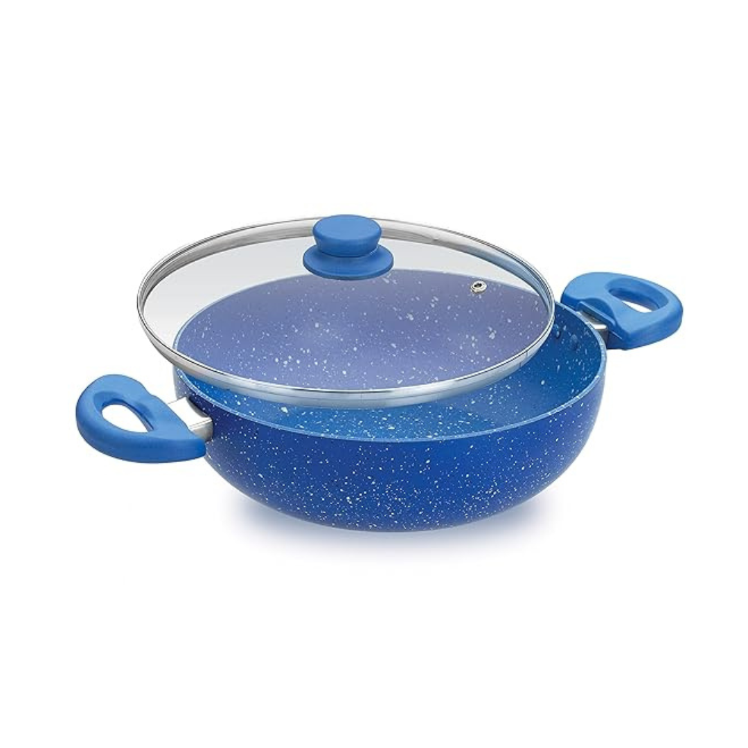 Induction Bottom Nonstick kadai, Glass Lid, 250 mm