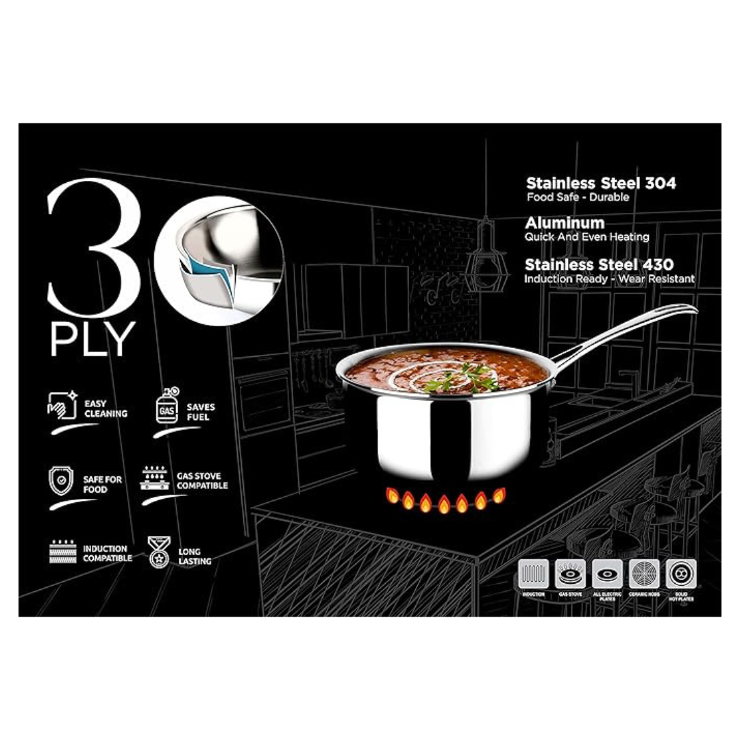 Triply Stainless Steel Saucepan with Lid 16 cm