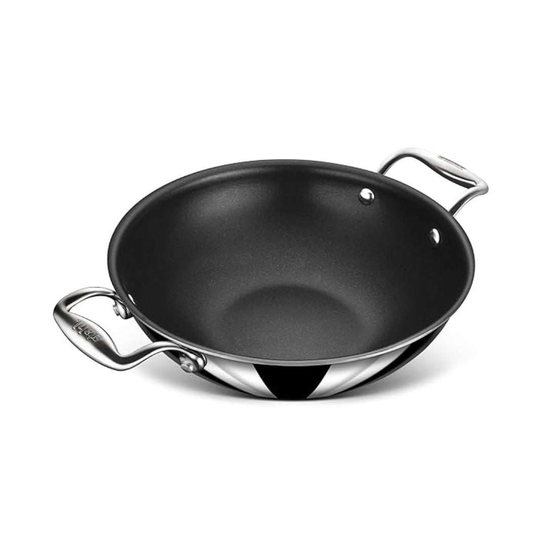 Triply Stainless Steel Artisan Nevrstick Kadhai with Lid 22 cm, 2.0 L