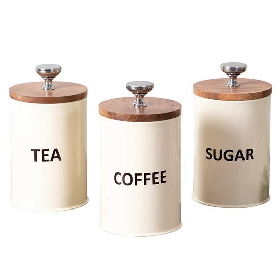 Kitchen Canister Jars Cream Set of 3