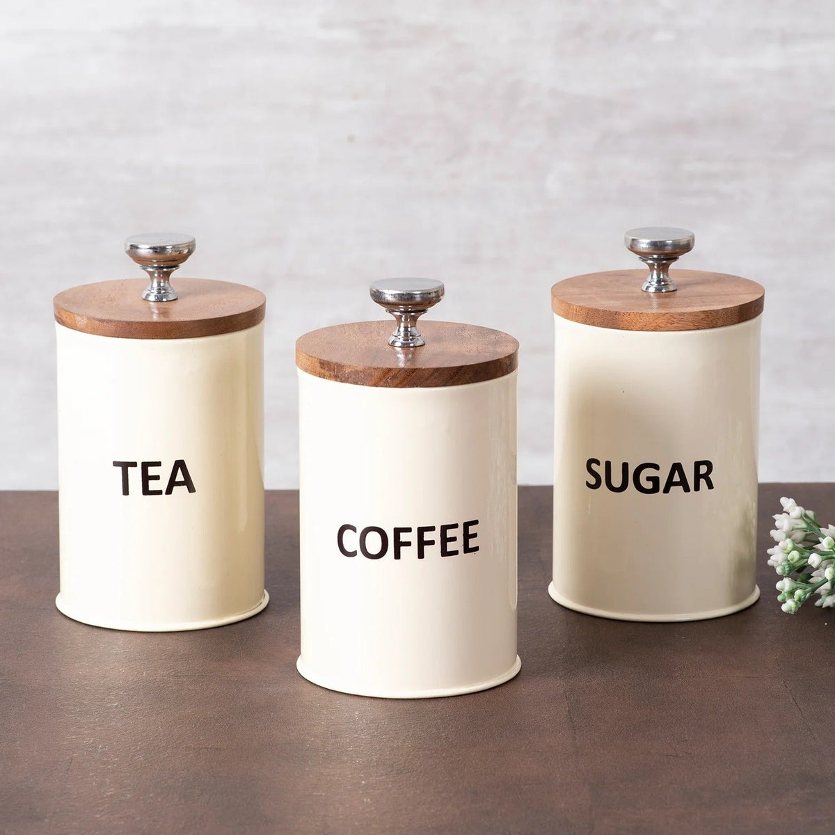 Kitchen Canister Jars Cream Set of 3