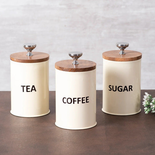 Kitchen Canister Jars Cream Set of 3