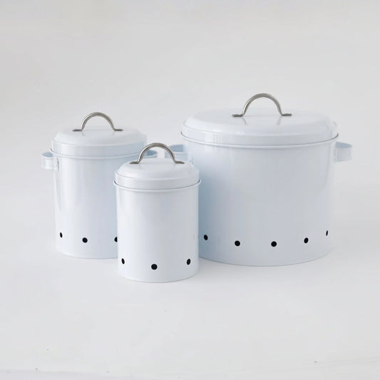 Metal Vegetable Storage Basket, Potato Onion Garlic, Set of 3, White Beige
