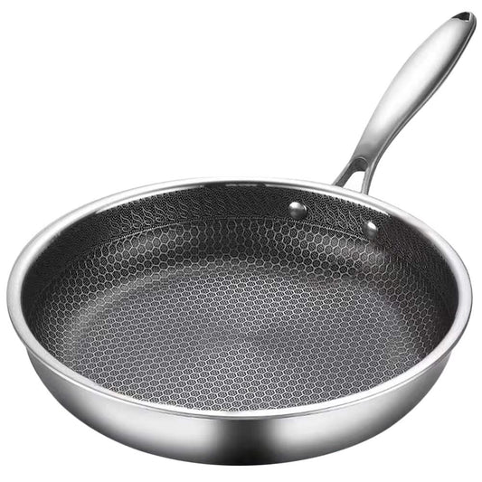 Honeycomb Grain Stainless Steel Frying Pan – Ideal for Frying and Stirring on Electric and Gas Stoves