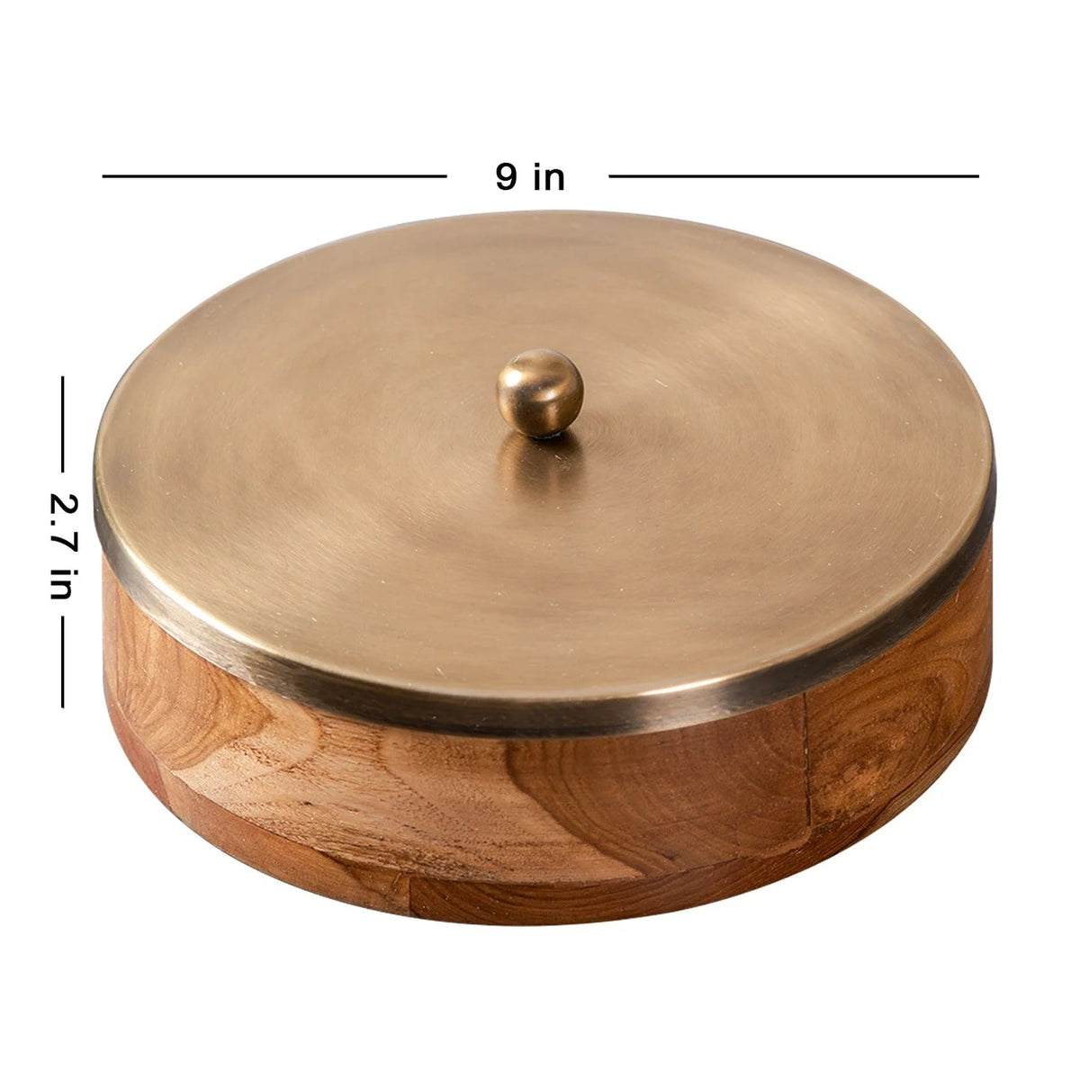 Classic Acacia Wood Masala Box Gold Teak Wood 7 Jars