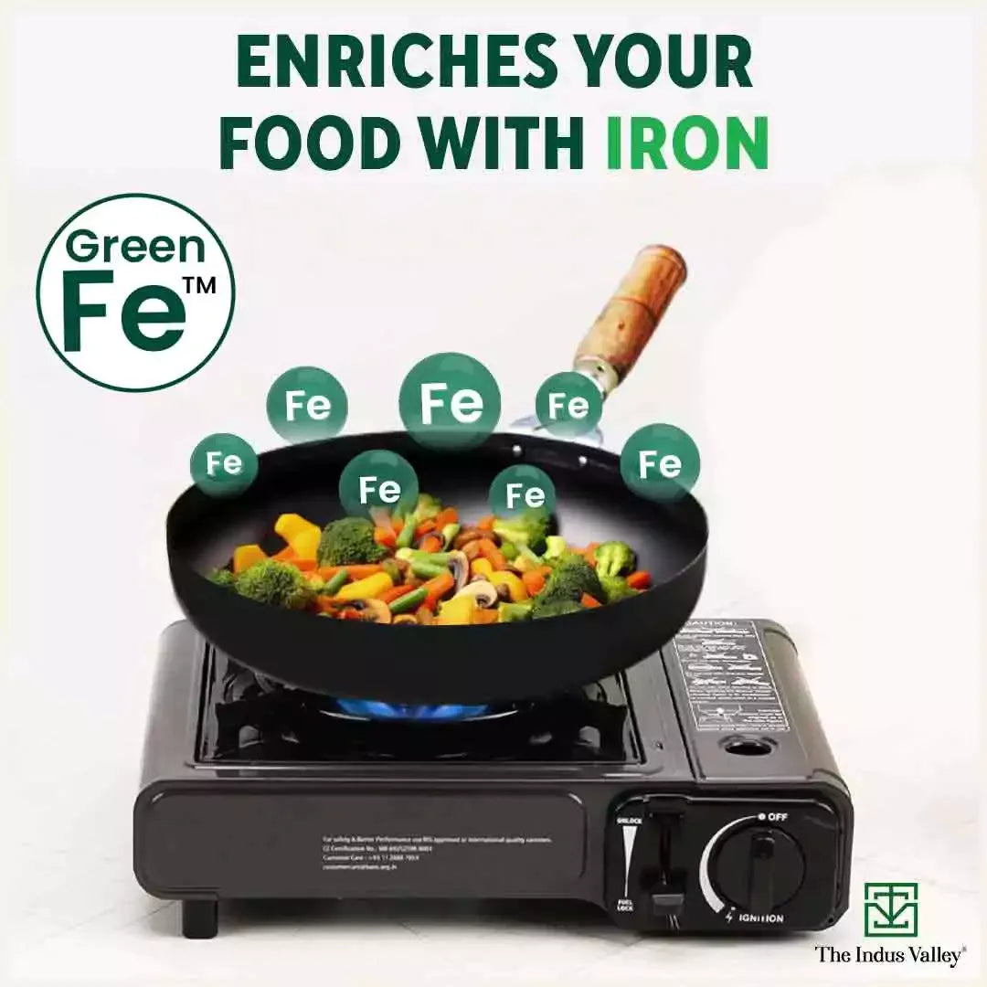Iron Cooking Set of 3 Kadai (25.4 cm)+ Tawa(26.3 cm)+Fry Pan (25.4 cm)