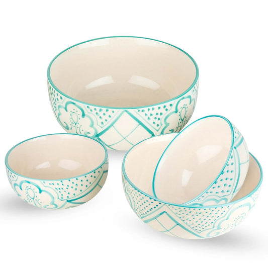 Ceramic Bowl for Snack Dinner 4pcs (1400 ml 300 ml 260 ml 120 ml) Ramen Soup Microwave Safe Mixed Sizes