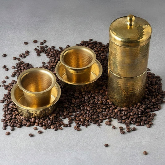 Brass Coffee Filter Medium and Davara Tumbler Combo