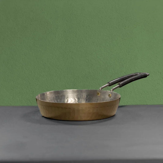 Brass Fry Pan with Heat Resistant Long Handle