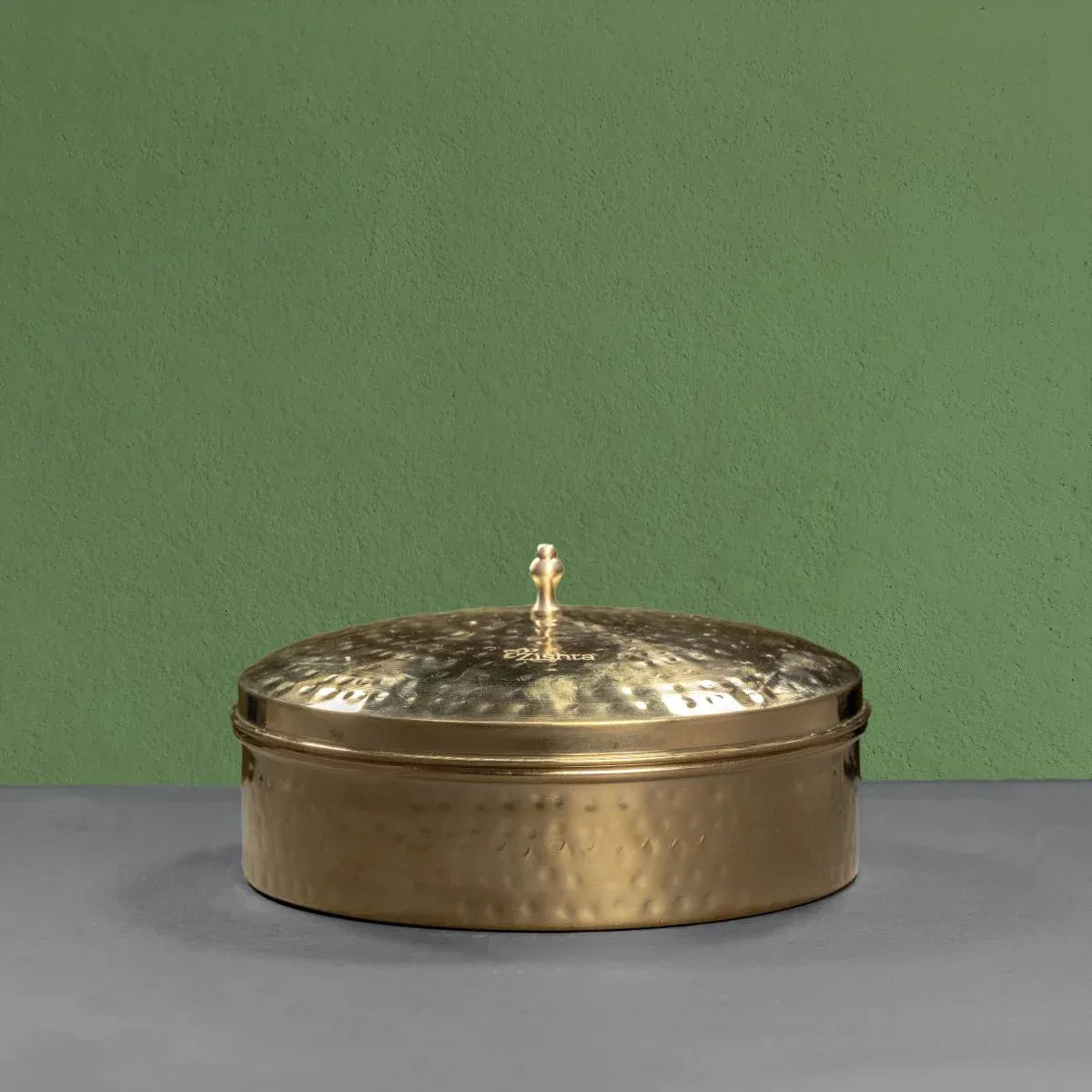 Brass Spice Box Large with Tin Coating and Plate