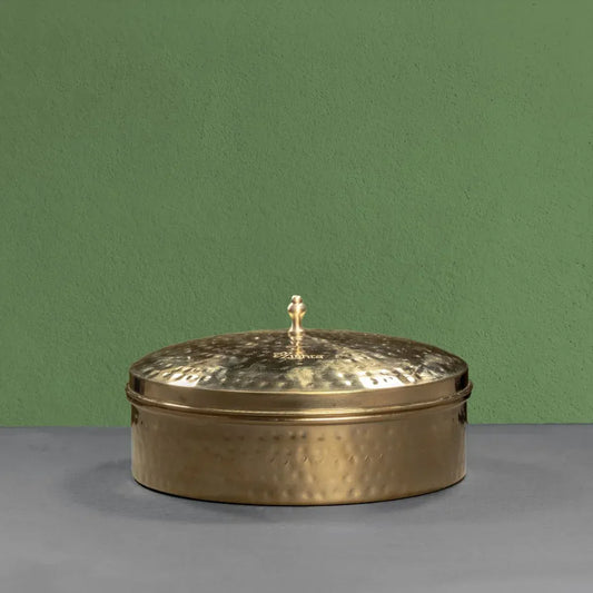 Brass Spice Box Large with Tin Coating and Plate
