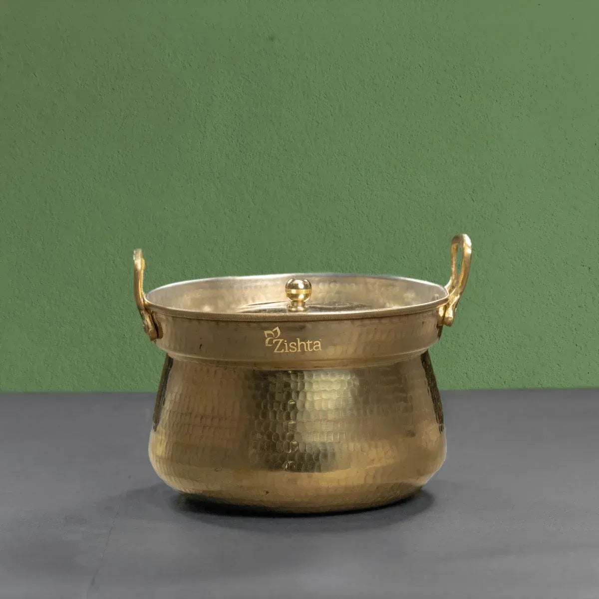 Brass Pot Handcrafted Traditional Cooking Vessel Tin Coated
