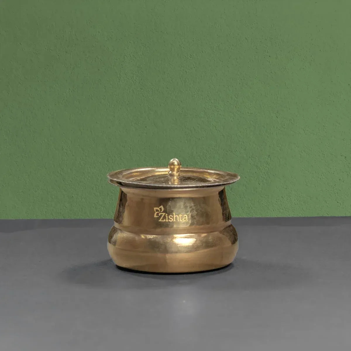 Brass Ghee Pot with Spoon and Lid