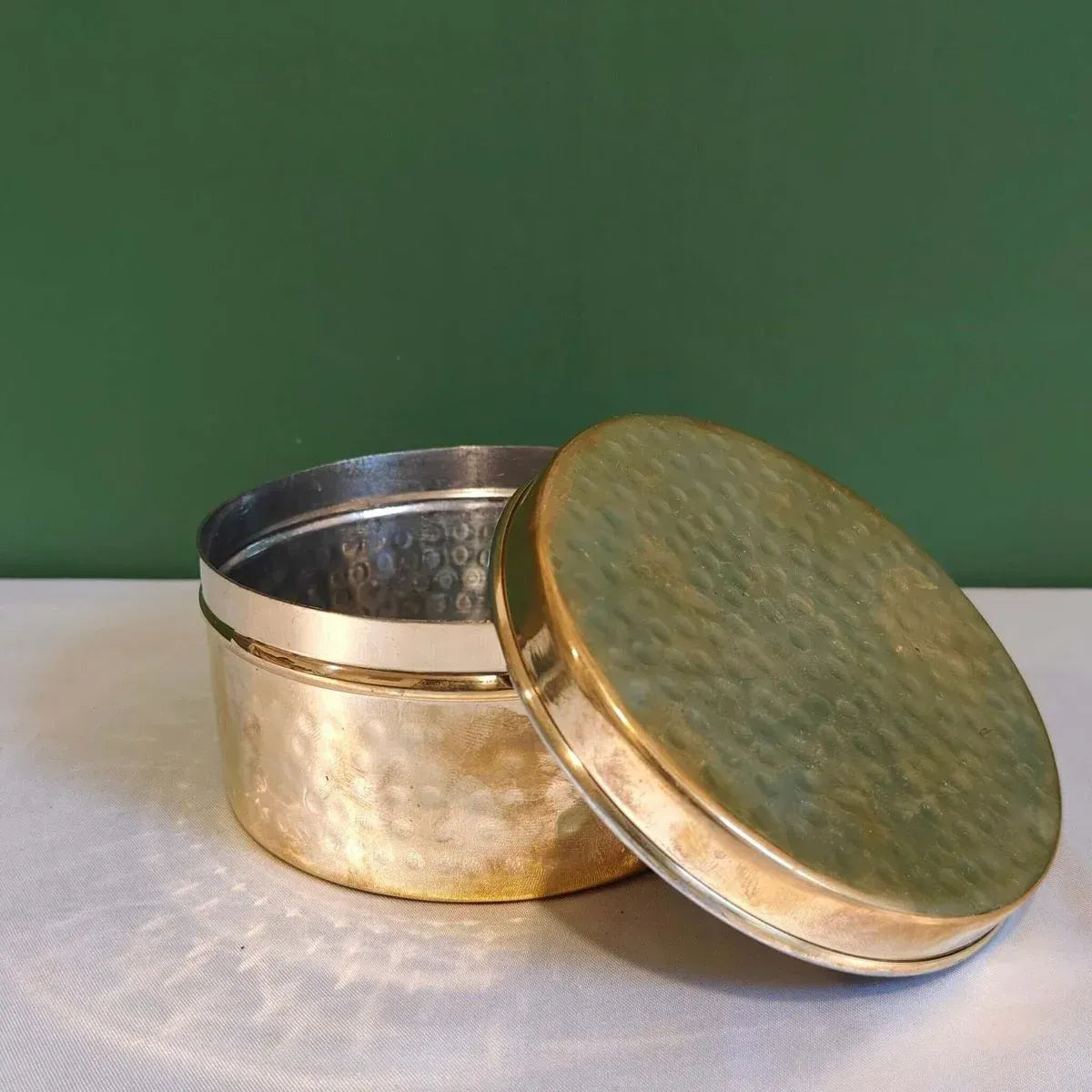 Brass Storage Dabba Hammered Container