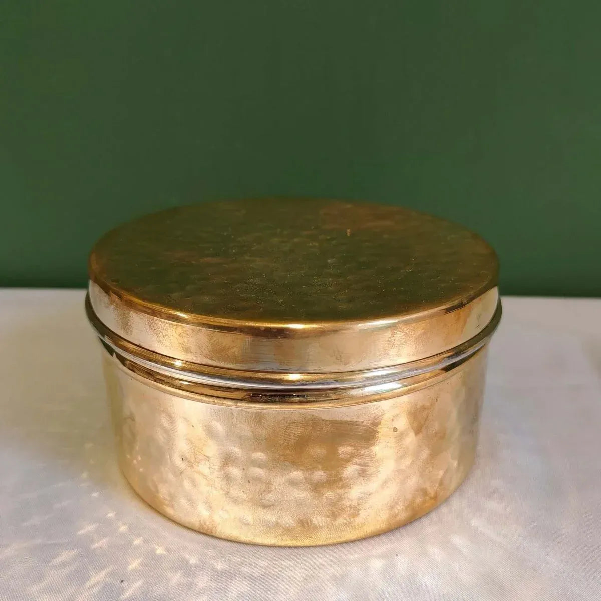 Brass Storage Dabba Hammered Container Large