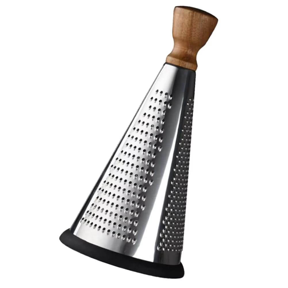 Modern Multi-functional Cone-Shaped Grater with Wooden Handle – Ideal for Cheese, Vegetables, and Fruits in the Kitchen