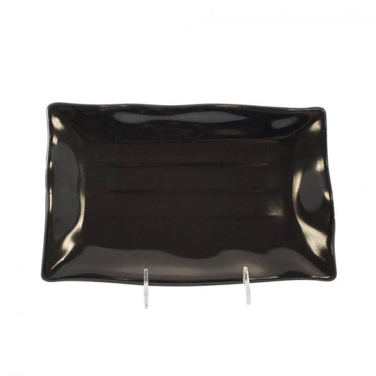 Melamine Wave Rectangular Plate Classic Black - Pack of 12