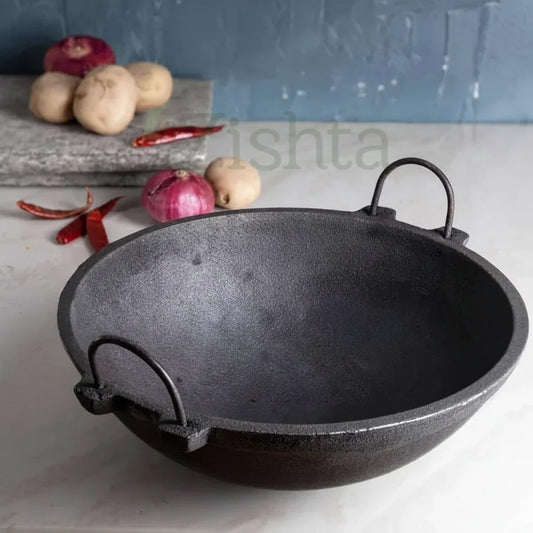 Cast Iron Kadai Pre-Seasoned Induction Friendly Medium