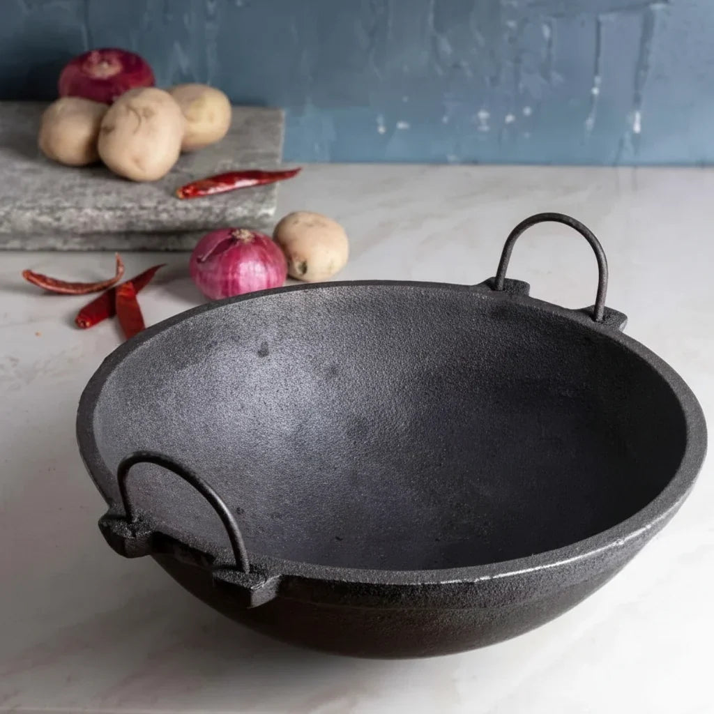 Cast Iron Kadai Pre-Seasoned Induction Friendly Small