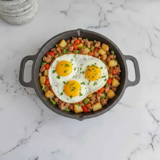 Cast Iron Loop Round Skillet Dual Handle Induction Friendly