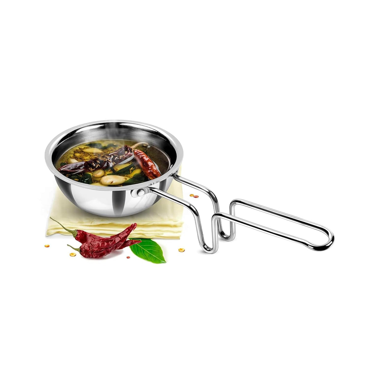 Tri-ply Stainless Steel 12 cm Tadka Pan (370 ml)