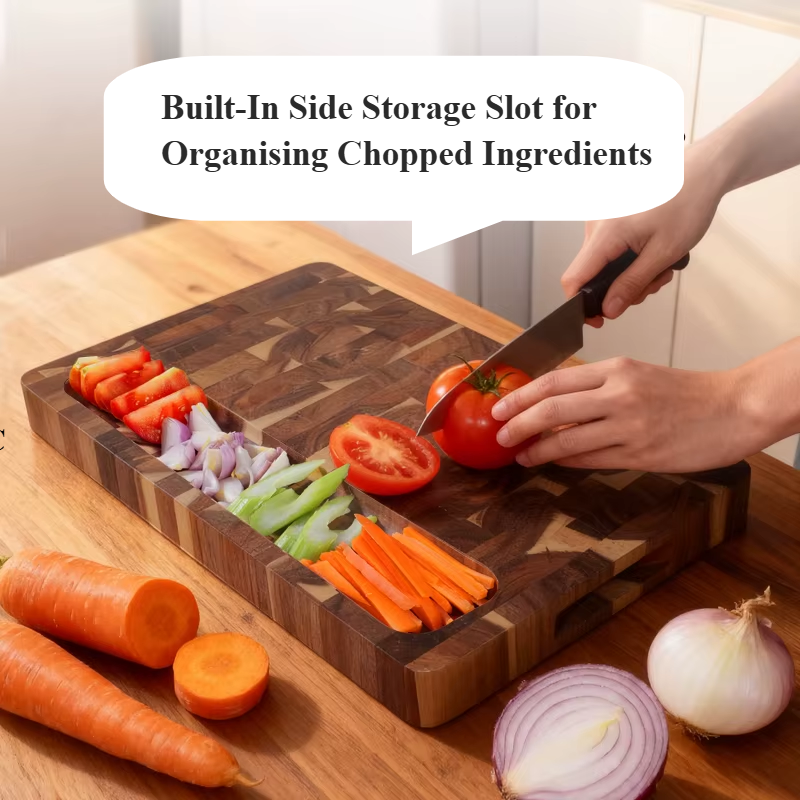 Premium Thick Acacia Wood Chopping Board – Anti-Slip, End-Grain, Heavy-Duty Board for Daily Kitchen Prep – Double-Sided, Crack-Resistant, Surface with Juice Groove & Durable – Available in 5 Sizes (Round & Rectangular Options)